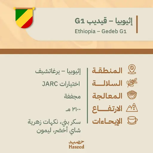 حبوب قهوة محمّصة | إثيوبيا – قيديب G1